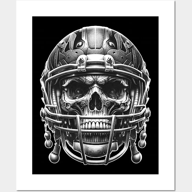 Gridiron Ghoul: Skull in Helmet Wall Art by crazytshirtstore